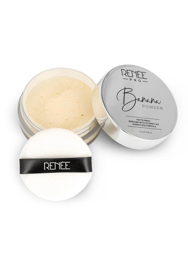 RENEE Pro Banana Loose Powder - Medium Beige - Sets Makeup, Extended Wear & Controls Shine - Vitamin C & E Infused Formula For Flawless Mattified Skin - 10 Gm - All Skin Type - Image 1