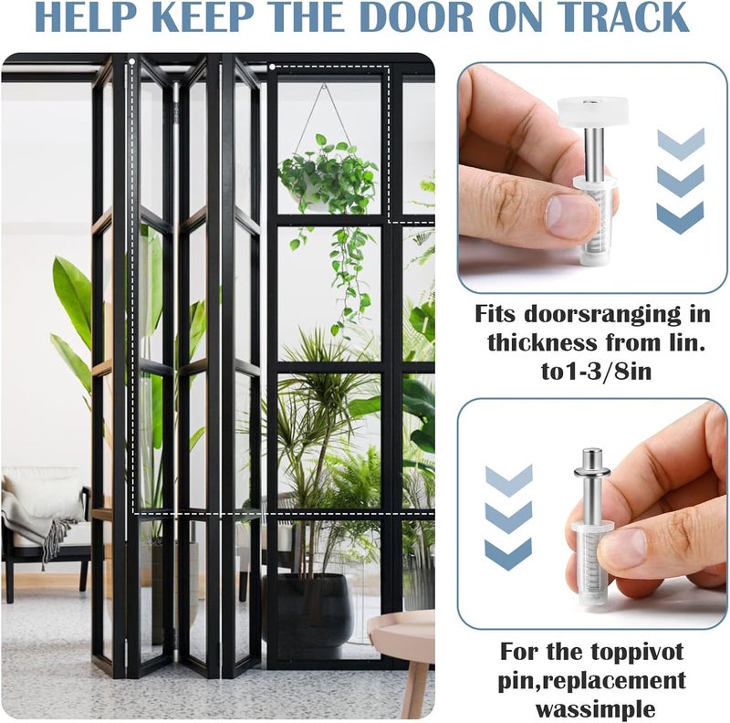 AUUTI 4 Pcs Spring Loaded Bi-Fold Door Hardware Kit - Top Roller Guide Wheel and Pivot for Folding Closet Doors, Bifold Repair Kit - Image 5
