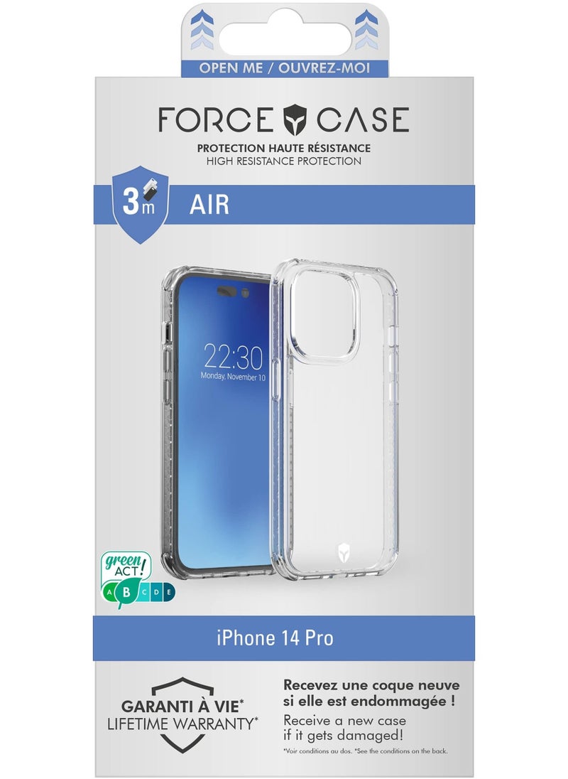 FORCE - Force Case iPhone 14 Pro AIR Reinforced Case Lifetime Warranty Transparent 50% Recycled Plastic - Image 1