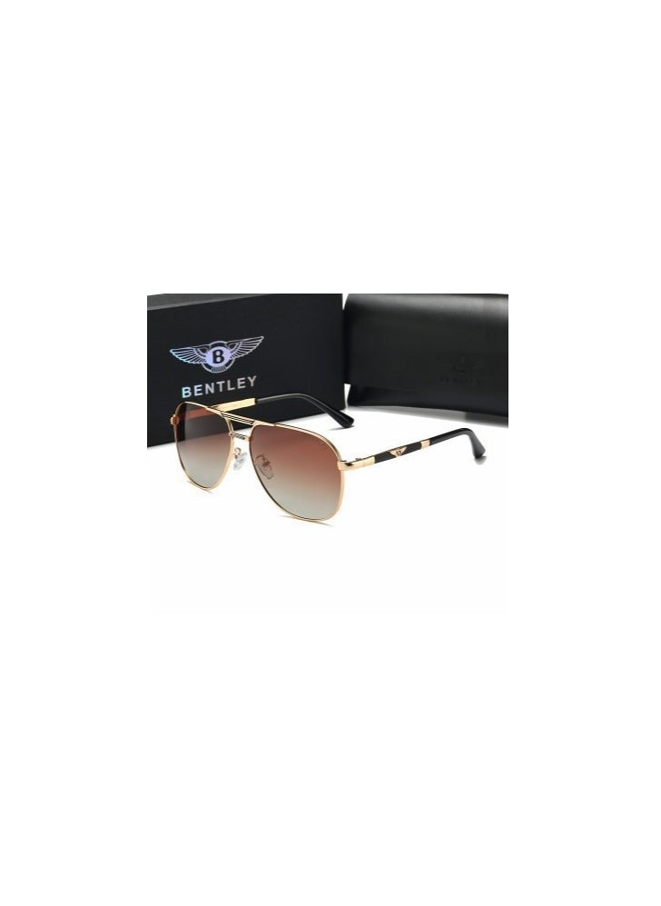 BENTLEY New BENTLEY Fshion High Quality Sunglasses Men's Polarized Sunglasses Gold Frame Gradient Brown  - Image 1