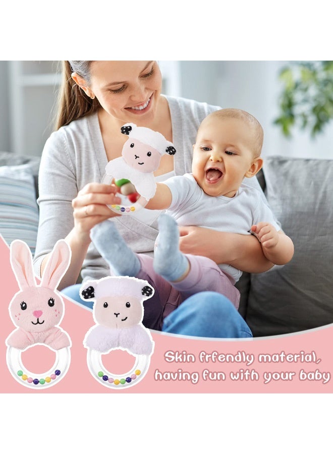 2Pcs Baby Soft Rattle Sensory Toys, Newborn Baby Rattle Stuffed Animals Hand Grip Set Early Educational Toy forToddler 0 3 6 9 12 Month Infant Boys Girls Shower Gift - Image 4