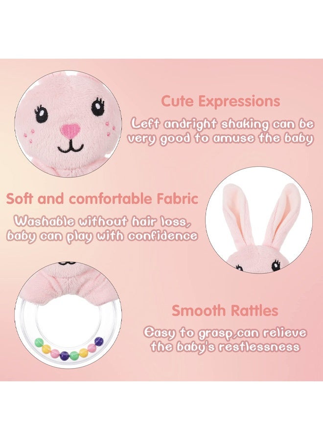 2Pcs Baby Soft Rattle Sensory Toys, Newborn Baby Rattle Stuffed Animals Hand Grip Set Early Educational Toy forToddler 0 3 6 9 12 Month Infant Boys Girls Shower Gift - Image 3