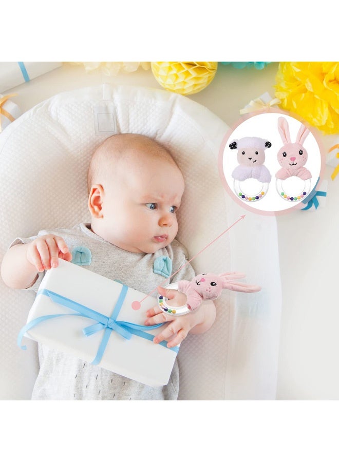 2Pcs Baby Soft Rattle Sensory Toys, Newborn Baby Rattle Stuffed Animals Hand Grip Set Early Educational Toy forToddler 0 3 6 9 12 Month Infant Boys Girls Shower Gift - Image 5