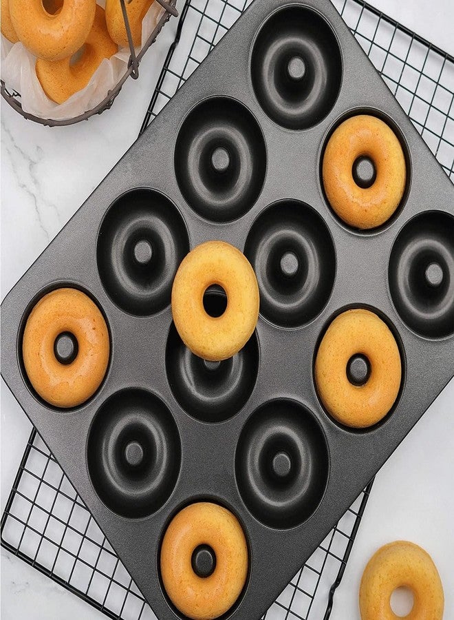 DWWTKL 12-Cavity Nonstick Donut Pan Baking Ring Doughnut Pans for Bread Muffin Oven Baking Pastries Pan - Image 2