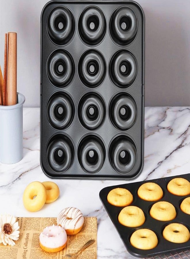 DWWTKL 12-Cavity Nonstick Donut Pan Baking Ring Doughnut Pans for Bread Muffin Oven Baking Pastries Pan - Image 3