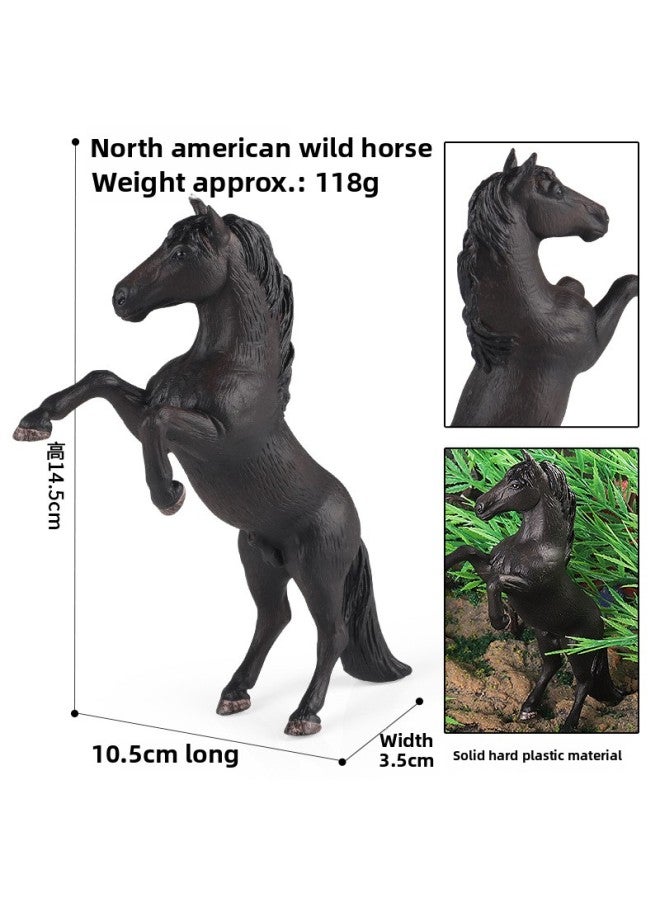 Simulation Wild Animal Horse Model Ranch Farm Wild Horse Horse Male Horse Qianli Horse Children Boy Toy Ornaments-Color:M-918 North American Wild Stallion (black)  - Image 1