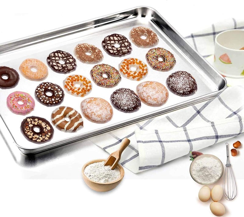 TeamFar Baking Sheet, Stainless Steel Baking Pan Cookie Sheet, Healthy & Non Toxic, Rust Free & Less Stick, Easy Clean & Dishwasher Safe - Image 3
