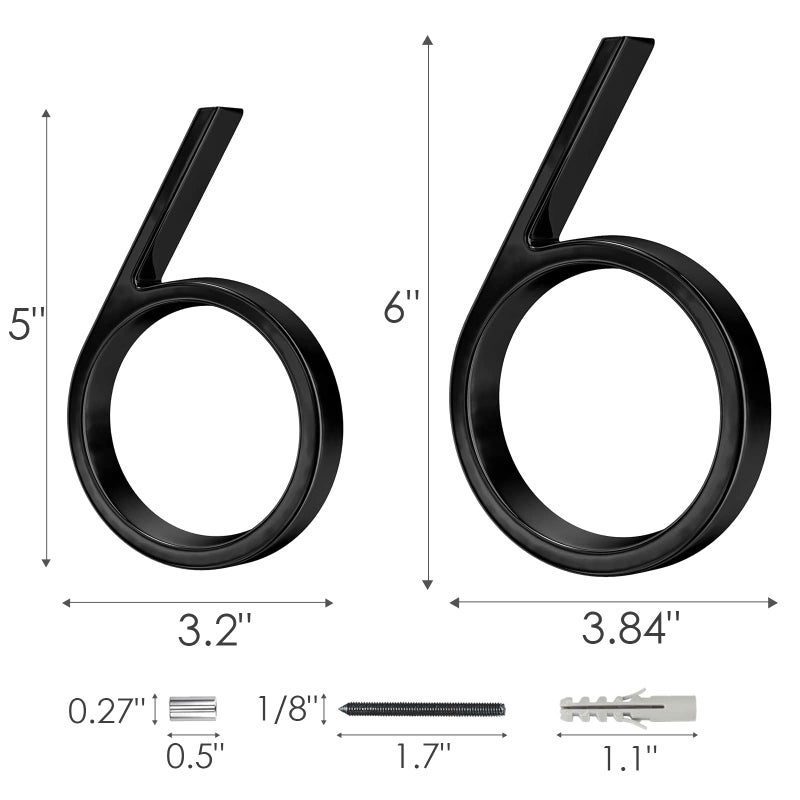 BVNUD 6 Inch Stainless Steel Floating House Number, Metal Modern House Numbers, for Outdoor Mailbox Yard Home Wall DoorGarage Gate with Nail Kit, Coated Black, 911 Visibility Signage - Image 2