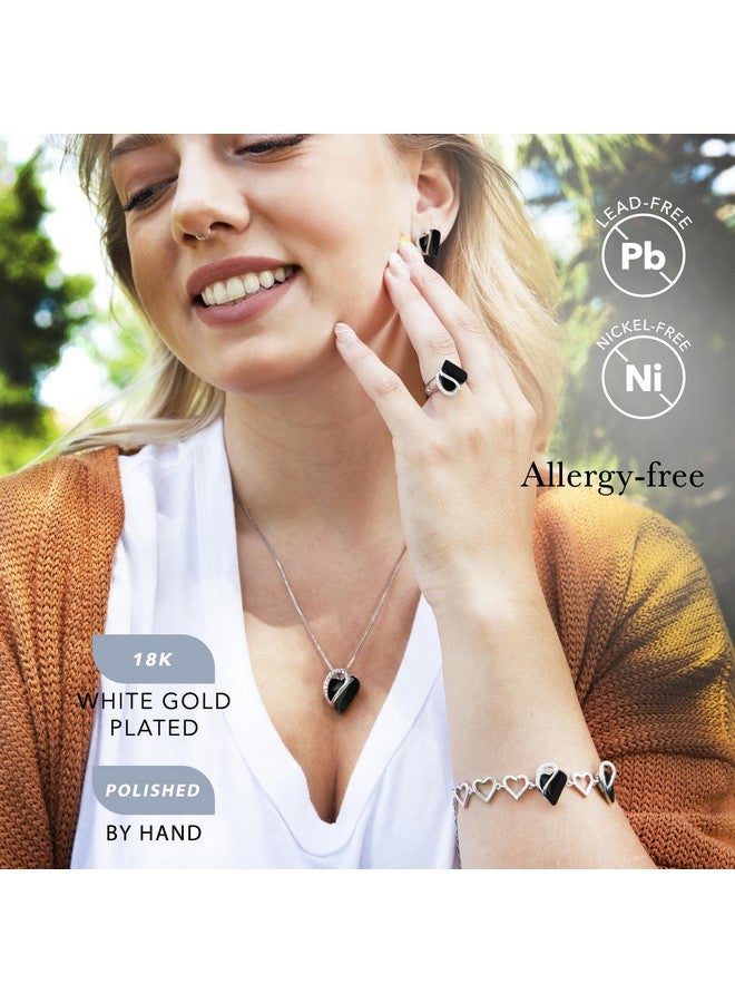 Leafael Holiday Gift Necklaces For Women, Infinity Love Heart Pendant With Jet Black Healing Stone For Protection, Silver Plated 18 + 2 Inch Chain, Christmas Jewelry Or Birthday Gifts For Mom & Wife - Image 2