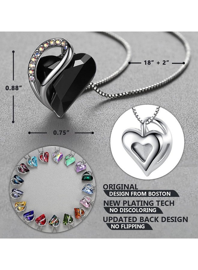 Leafael Holiday Gift Necklaces For Women, Infinity Love Heart Pendant With Jet Black Healing Stone For Protection, Silver Plated 18 + 2 Inch Chain, Christmas Jewelry Or Birthday Gifts For Mom & Wife - Image 3