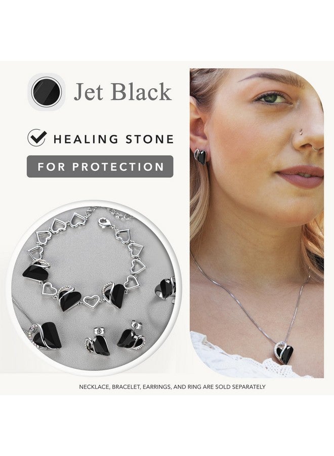 Leafael Holiday Gift Necklaces For Women, Infinity Love Heart Pendant With Jet Black Healing Stone For Protection, Silver Plated 18 + 2 Inch Chain, Christmas Jewelry Or Birthday Gifts For Mom & Wife - Image 4