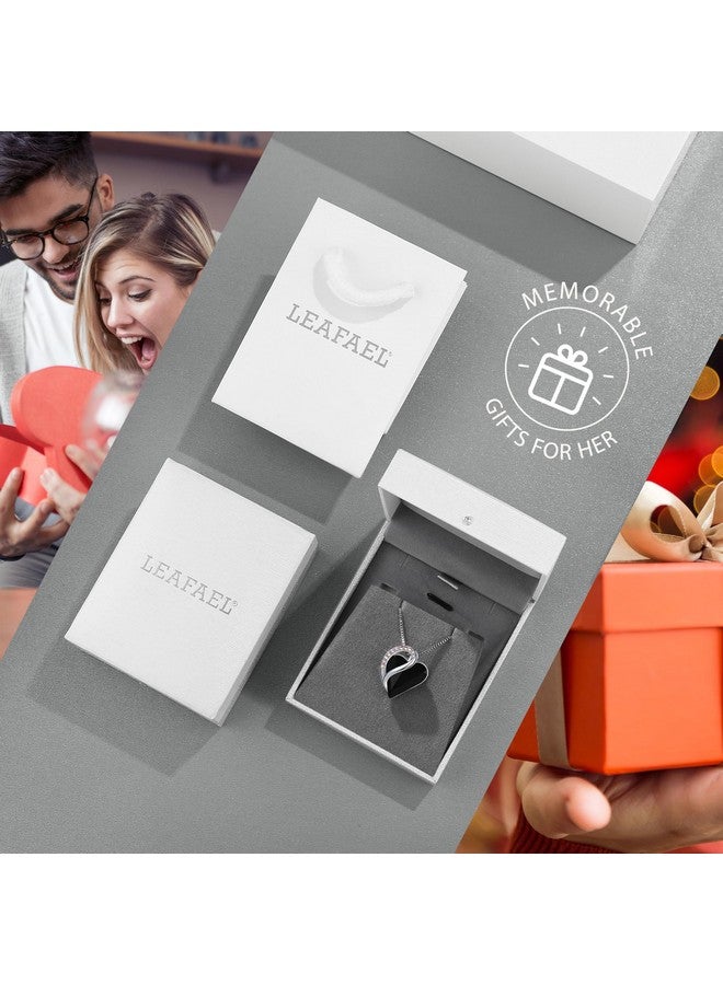 Leafael Holiday Gift Necklaces For Women, Infinity Love Heart Pendant With Jet Black Healing Stone For Protection, Silver Plated 18 + 2 Inch Chain, Christmas Jewelry Or Birthday Gifts For Mom & Wife - Image 5