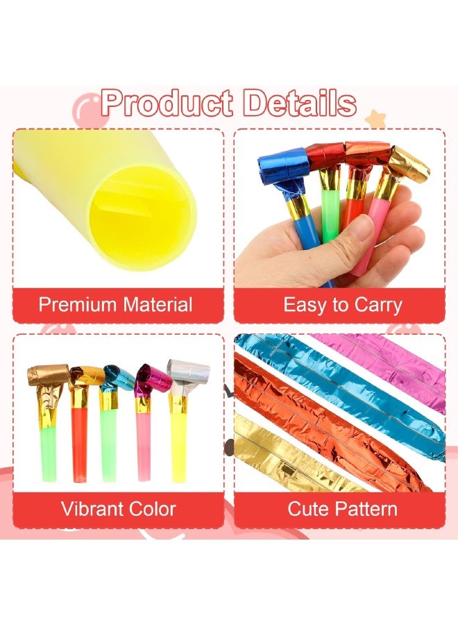 100PCS Party Blowers, Party Blowers for Kids, Party Blowouts, Party Noise Makers Horns, Colorful Birthday Blowers, Noisemakers Blow Horns Party Whistles Favors for Birthday, New Years Events (Random Colors) - Image 3