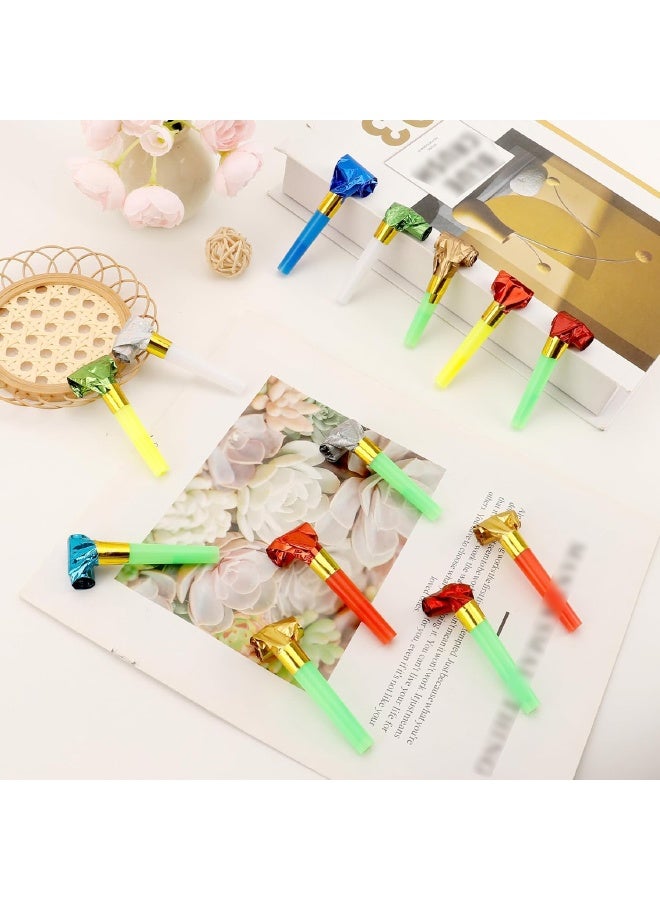 100PCS Party Blowers, Party Blowers for Kids, Party Blowouts, Party Noise Makers Horns, Colorful Birthday Blowers, Noisemakers Blow Horns Party Whistles Favors for Birthday, New Years Events (Random Colors) - Image 4