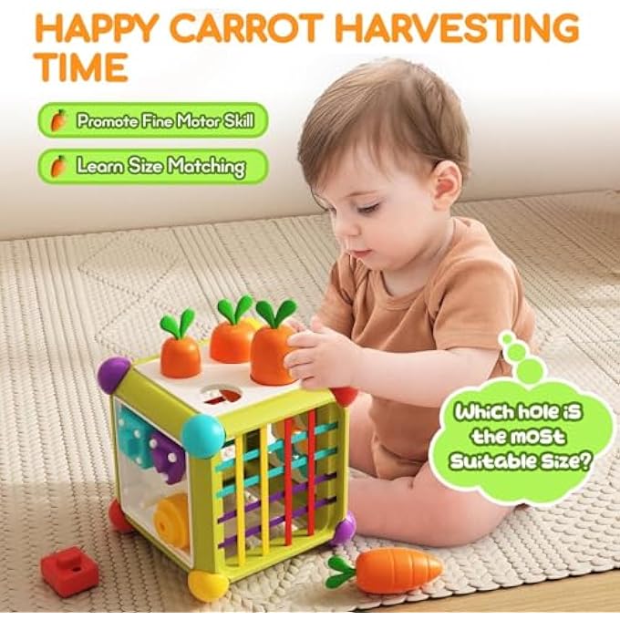 لعبة تصنيف الأشكال للأطفال، مكعب نشاط للأطفال من 1-3 سنوات، لعبة حصاد الجزر مونتيسوري، ألعاب تعليمية لتصنيف الأشكال للأطفال، ألعاب تعليمية متعددة الوظائف للأعمار من 12 شهرًا وما فوق - Image 5