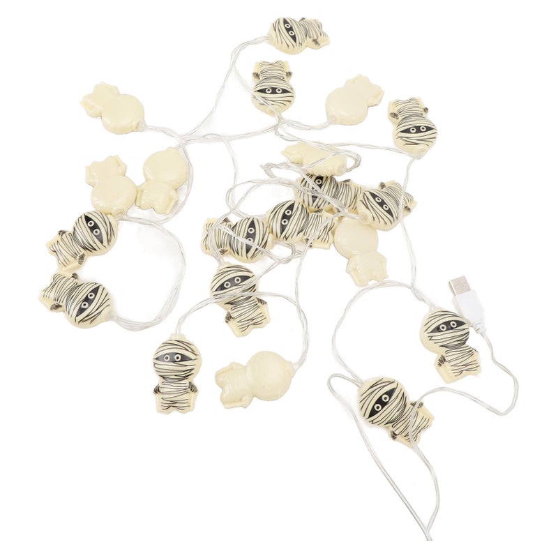 3D Mummy String Lights: 20 LED Bulbs Waterproof - Spooky Festive Design for Halloween Party Porch Outdoor Home Decor - Image 3
