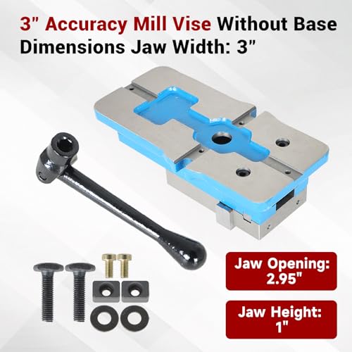 findmall 3" x 2.95" Accuracy Mill Vise Without Base for Milling Shaping and Drilling Machines - Image 2