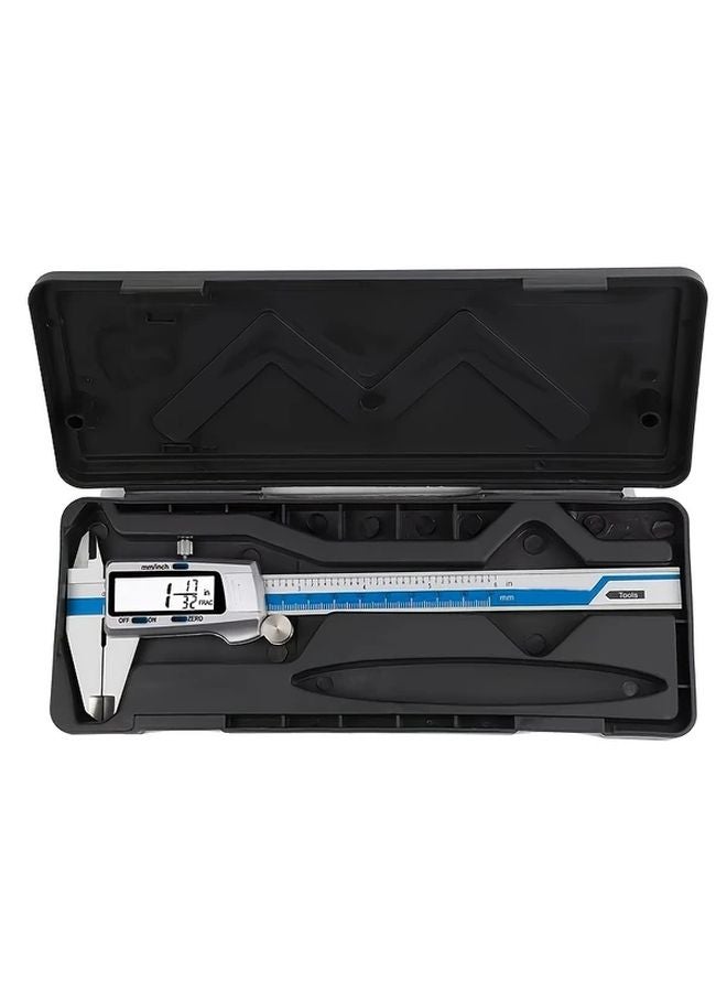 Blue 6 Inch Digital Caliper 150mm Stainless Steel 0 01mm Precision Mm Inch Fraction Display - Image 1