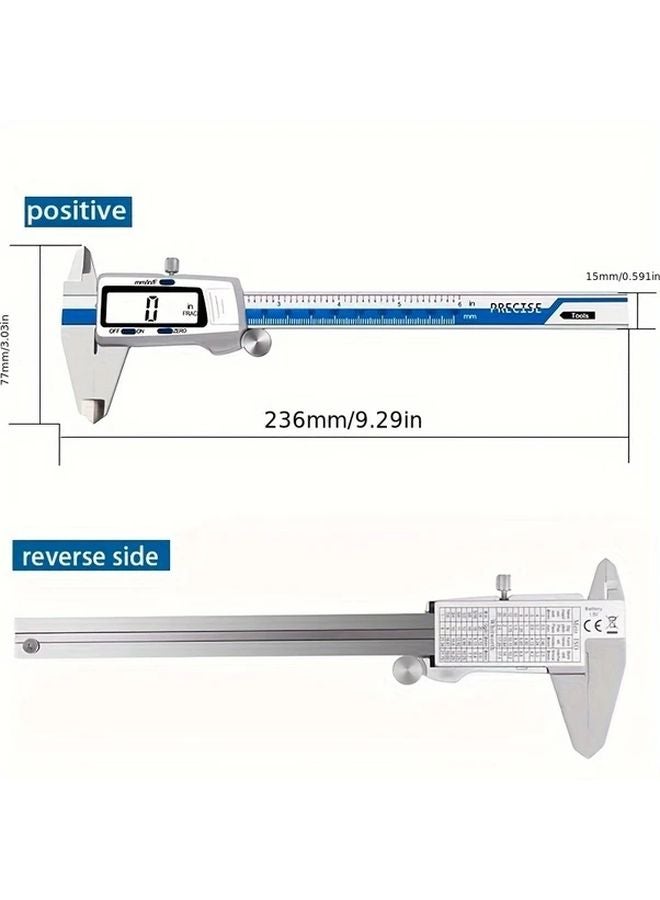 Blue 6 Inch Digital Caliper 150mm Stainless Steel 0 01mm Precision Mm Inch Fraction Display - Image 3