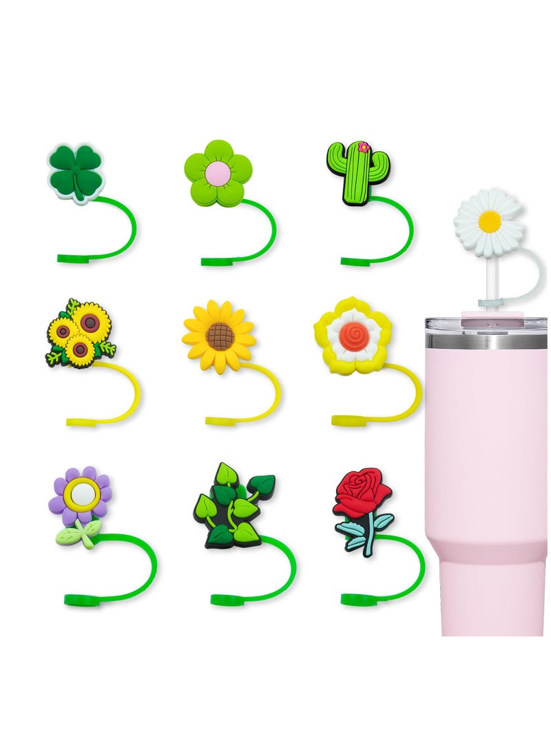 Excefore Straw Covers Cap Toppers, 10 Pcs Straw Cover for Stanley Cup, Silicone Straw Covers Cap Reusable Drinking Straw Topper Compatible, for Stanley Cups Accessories, 0.4in - Image 1