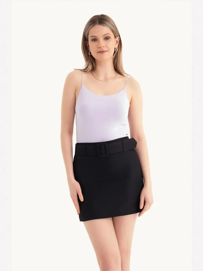 HICCUP High Waist Mini Skirt with a Belt Detail