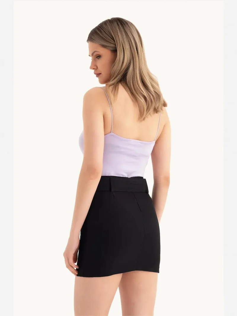 HICCUP High Waist Mini Skirt with a Belt Detail