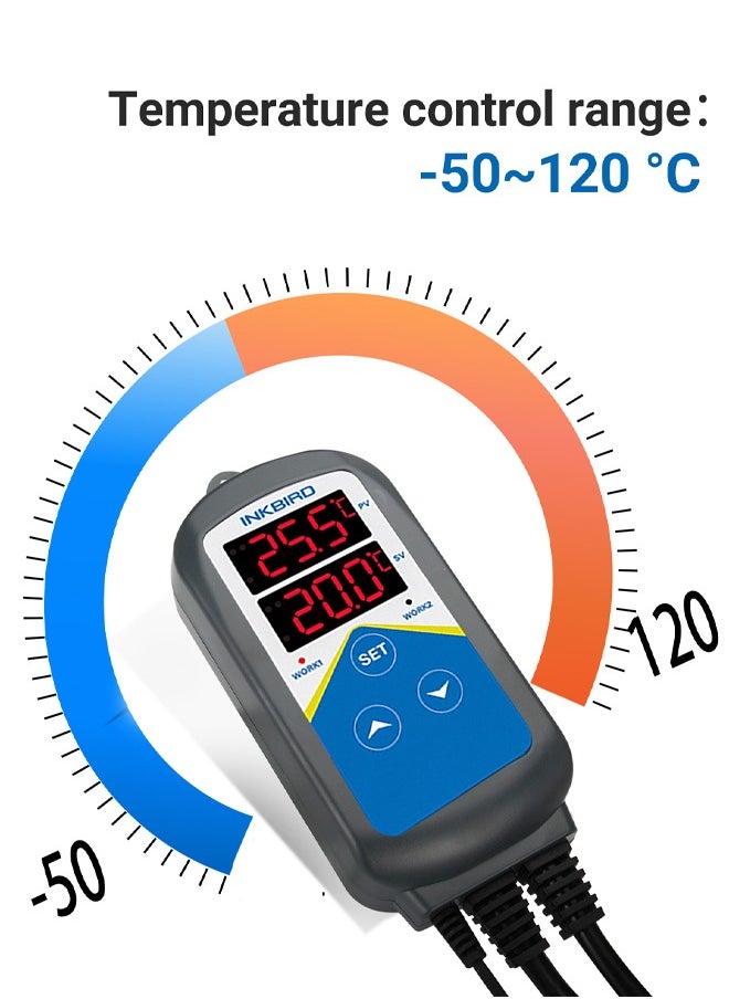 INKBIRD - INKBIRD ITC-306 Heating Temperature Controller Dual Relays Plug Digital Heater Thermostat Heating Control 24 Hours Day Night Cycle Timer - Image 1