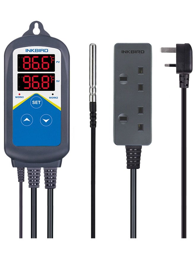 INKBIRD - INKBIRD ITC-306 Heating Temperature Controller Dual Relays Plug Digital Heater Thermostat Heating Control 24 Hours Day Night Cycle Timer - Image 1