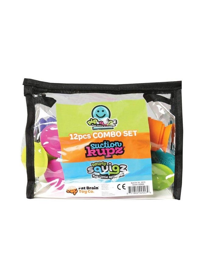 Fat Brain Toys - Fat Brain Suction Cup Toys Bundle 3 Pipsquigz 3 Whirly Squigz Fidget Spinners 6 Kupz Stackable Baby Toy Cups Bpa Free Sensory Toy Set In Zippered Storage Bag - Image 1