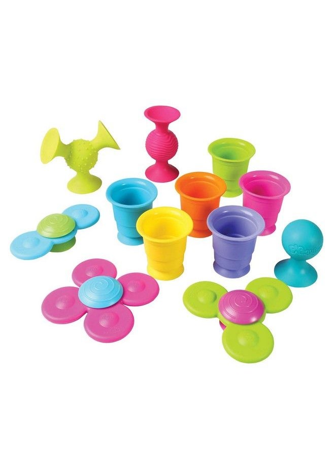 Fat Brain Toys - Fat Brain Suction Cup Toys Bundle 3 Pipsquigz 3 Whirly Squigz Fidget Spinners 6 Kupz Stackable Baby Toy Cups Bpa Free Sensory Toy Set In Zippered Storage Bag - Image 1