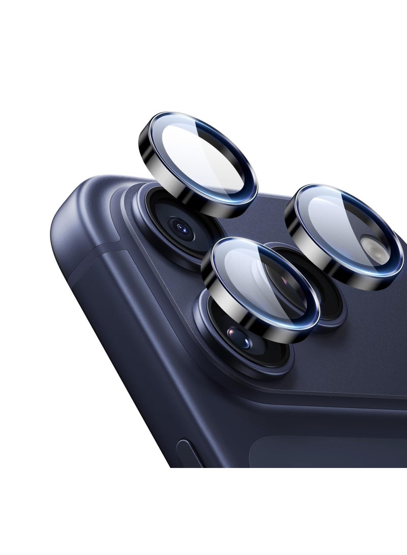 Apple iPhone 17 Pro Max Camera Lens Protector, Tempered Glass Camera Cover Screen Metal Ring Case Friendly Scratch Resistant Easy to Install, Tempered Glass Cover Camera Screen Protector with Metal Ring Protector, Case Lens for Apple iPhone 17 Pro Max. Real machine debugging accurate color accuracy - Image 2