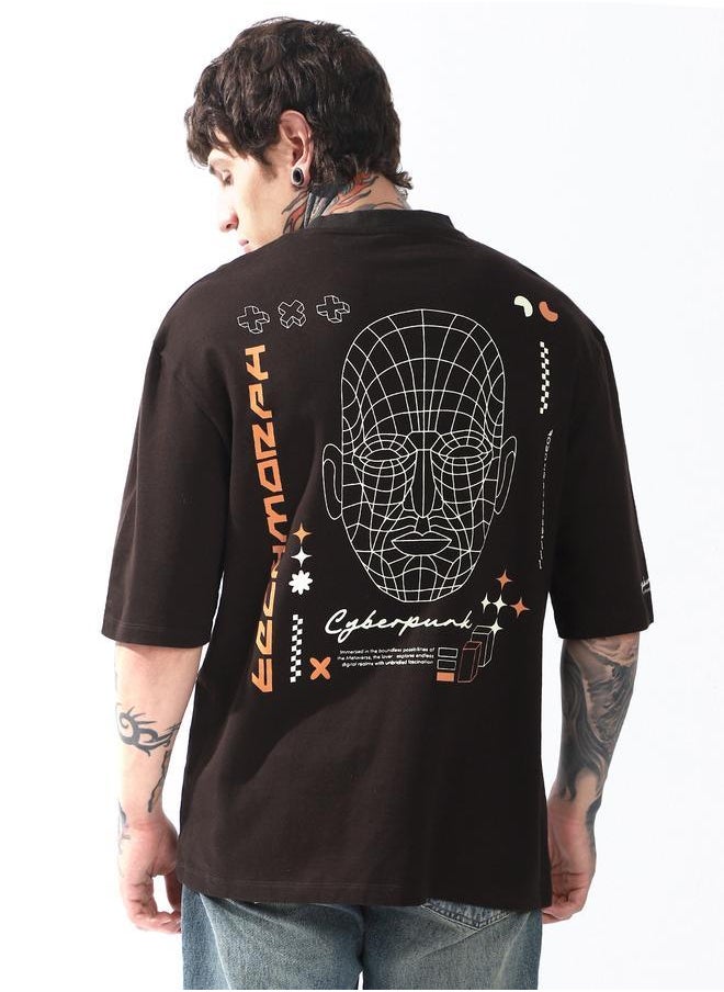 Hubberholme Men Cyborg Graphic Printed Oversized Fit T-shirt  - Image 5