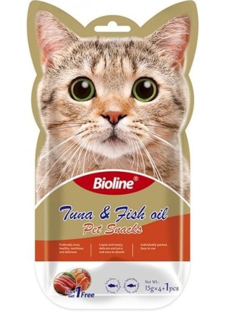 Bioline Cat Treats - 5x15g [Flavor - Tuna & Fish] - Image 1