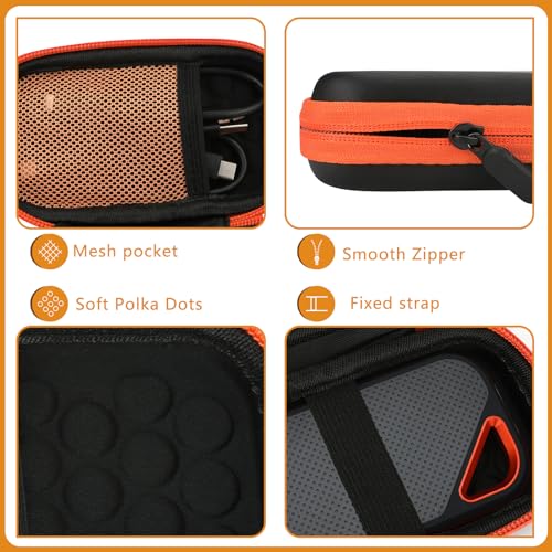 TUNYINSH Hard Case for Sandisk Extreme Pro/Sandisk Extreme Portable External SSD 128GB 500GB 1TB 2TB Protective Storage Travel Bag (Orange) - Image 3