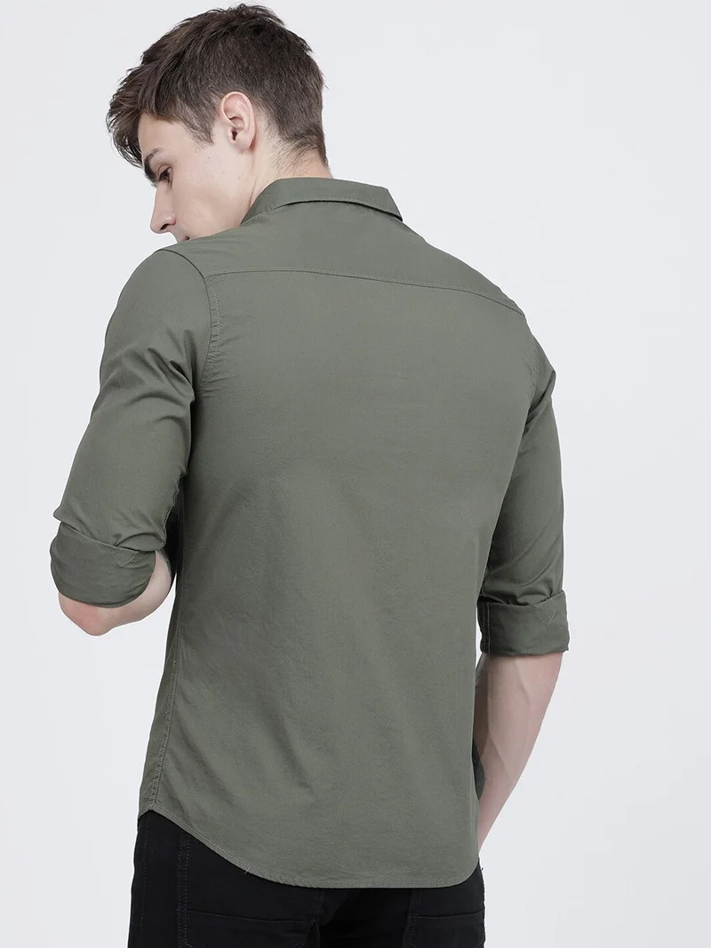 The Indian Garage Co Men Slim Fit Placement Print Full Sleeves Cutaway Collar Casual Shirt