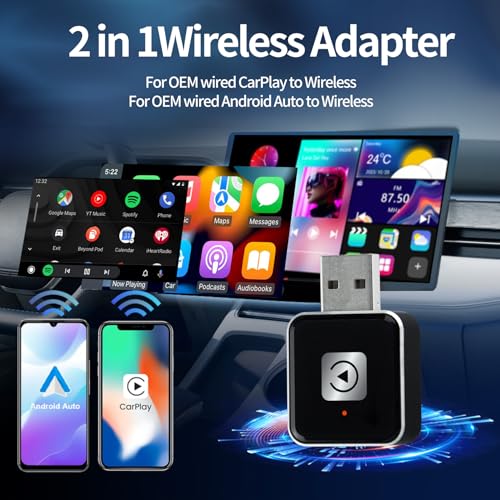 AUSATOYN Wireless Carplay Adapter, Android Auto Adapter 2025 Carplay, Plug and Play Convert Wired to Wireless Supports Car Original Control, Mini Car Play Box for Cars - Image 4