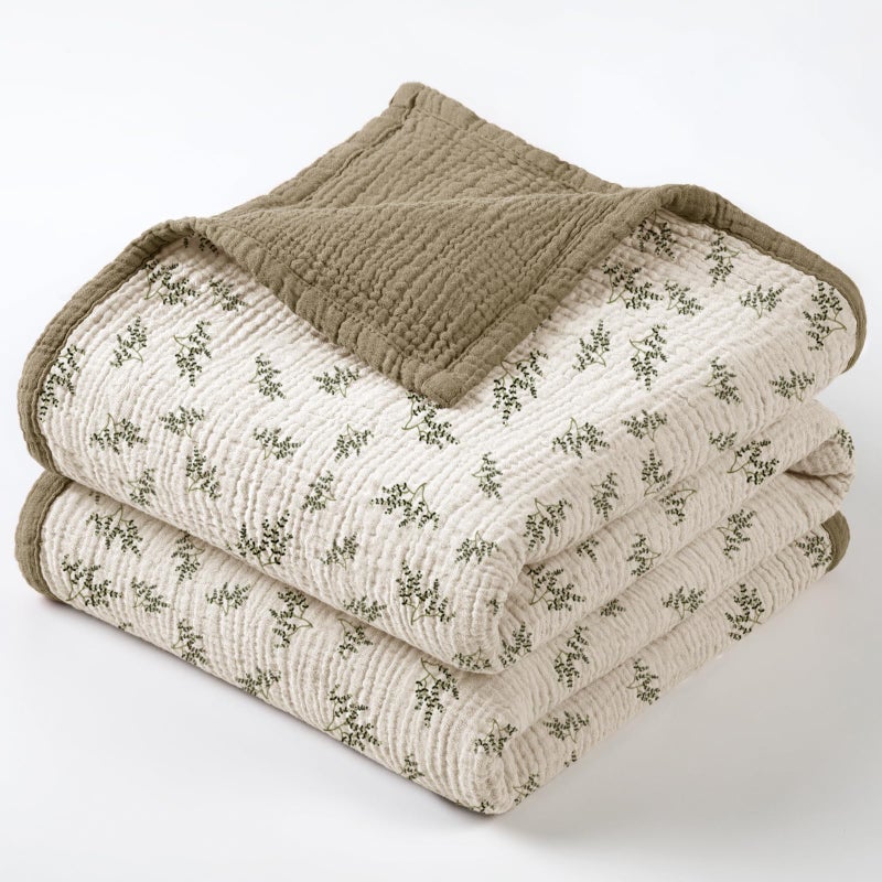 Lulu moon lulumoon Muslin Quilt Blanket, Crib Blanket for Baby and Toddler,47x47 Inches(Olive Tree) - Image 1