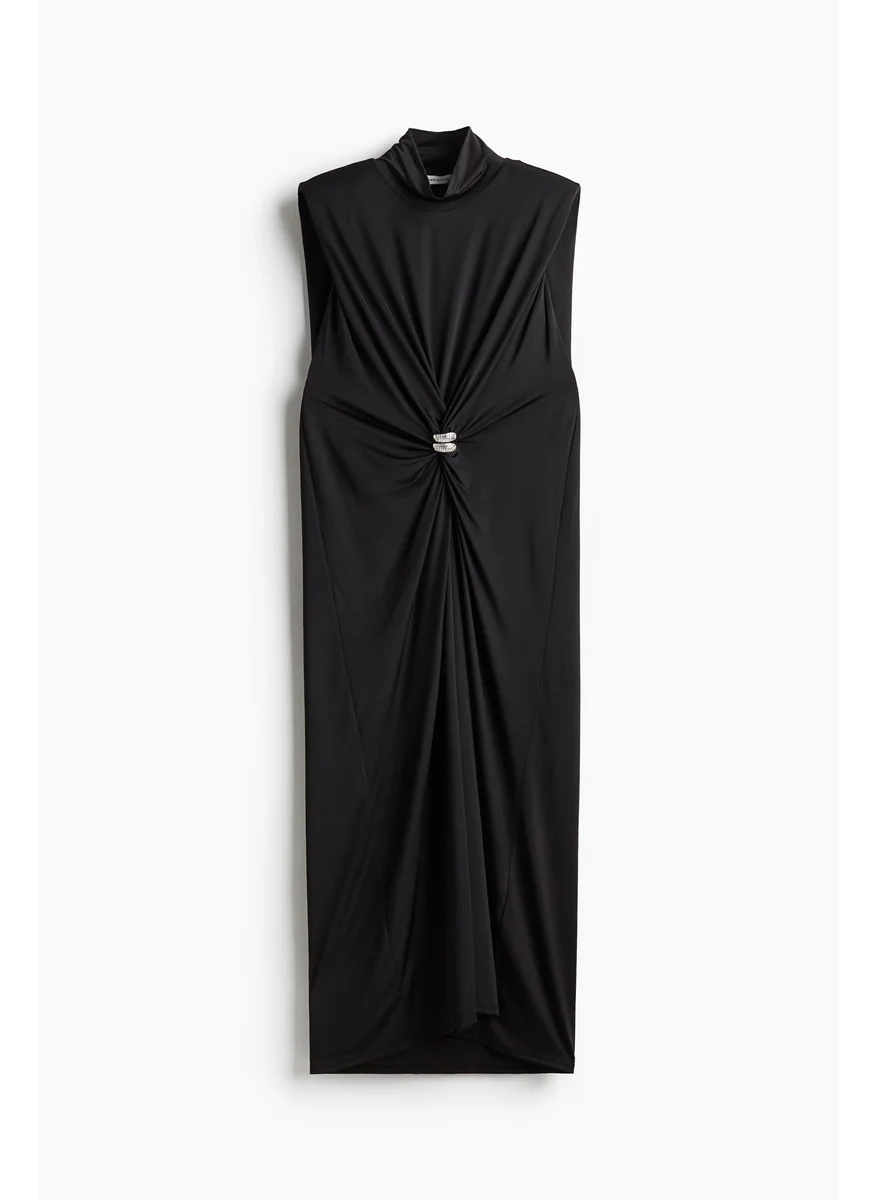 H&M Draped Shoulder-Pad Dress