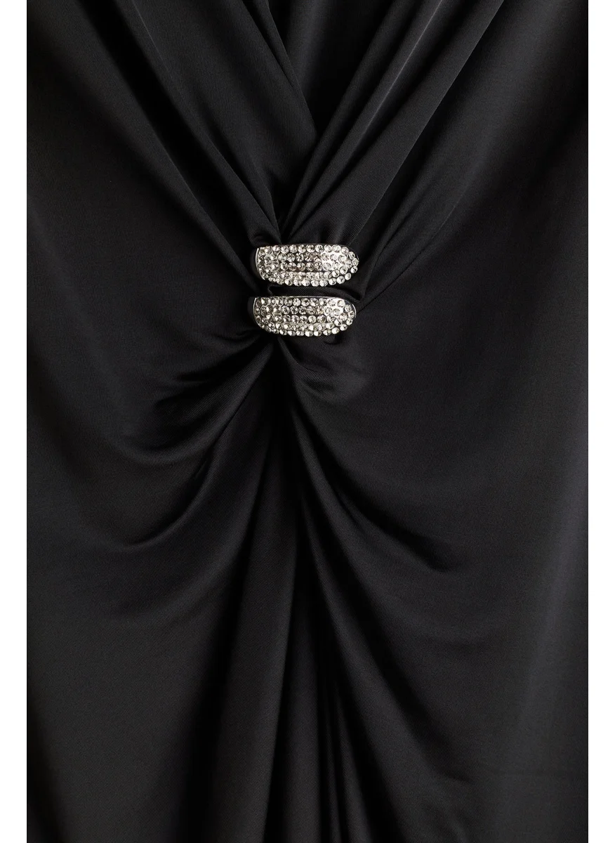 H&M Draped Shoulder-Pad Dress