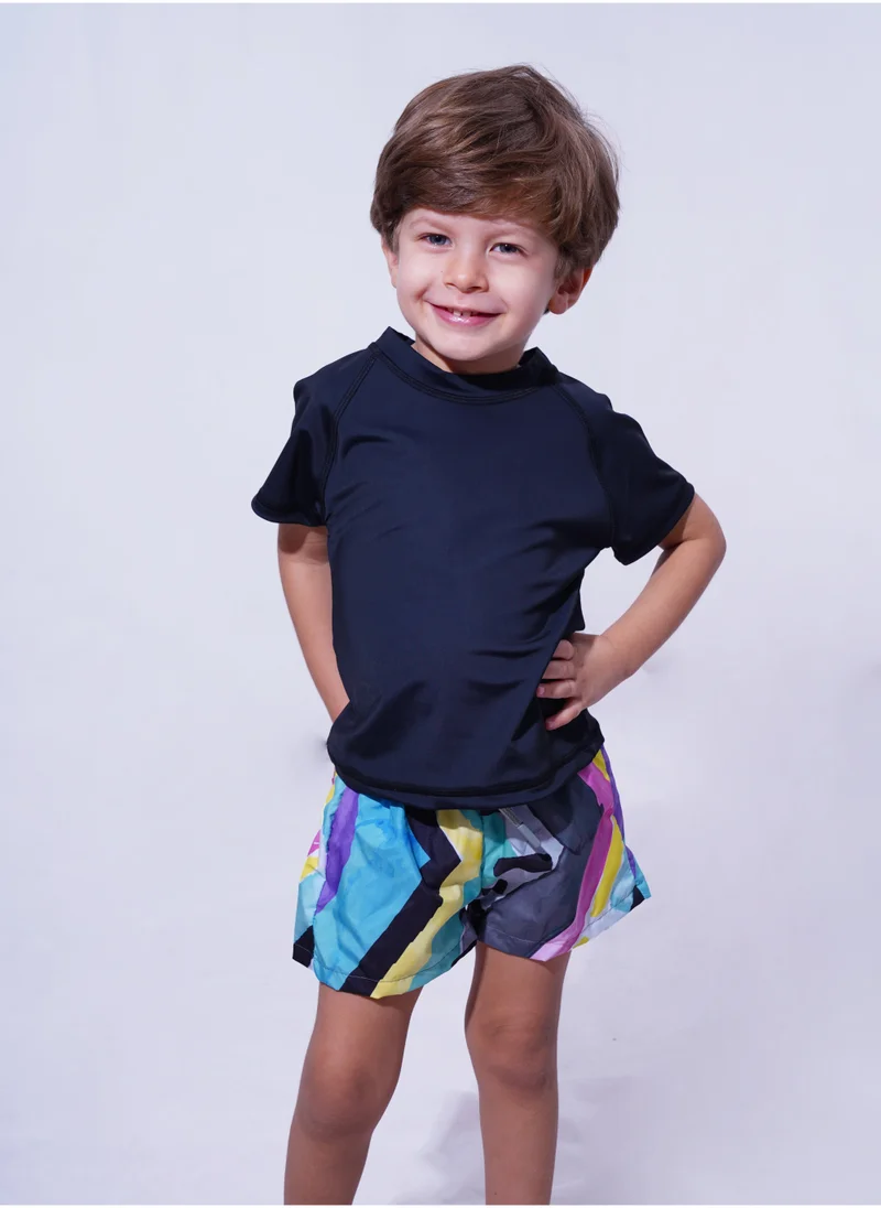 Pepla Black Kids Rashguard - Swimwear Shirt