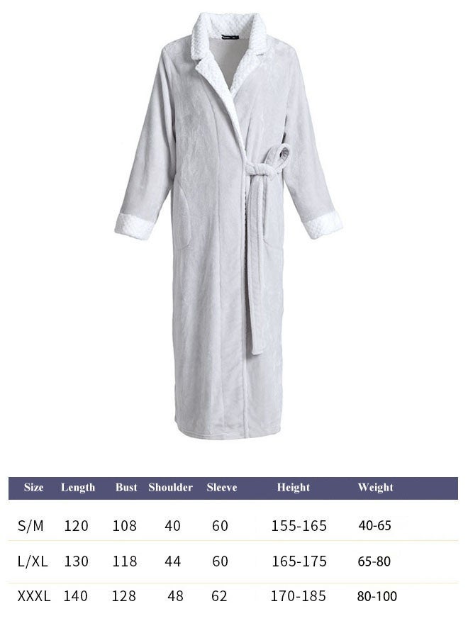 Hanayo Bath Robes Bathrobes Coat For Women & Men V Neck Long Sleeve Sleepwear Warm Unisex Couple Bathrobe Perfect for Everyday Use(Lightgrey,XL) - Image 5