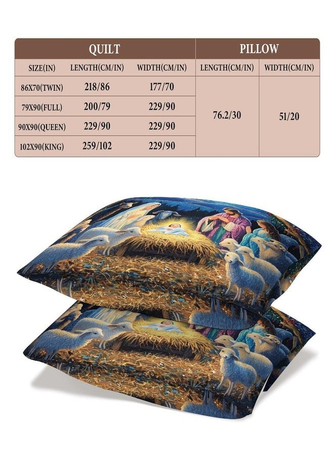 Delerain Comforter Cover Set Queen Size, Christmas Nativity Scene 3-Piece Bedding Set for Women Men Modern Soft Microfiber Bedroom Set Room Decor, 1 Duvet Cover + 2 Pillowcases - Image 2
