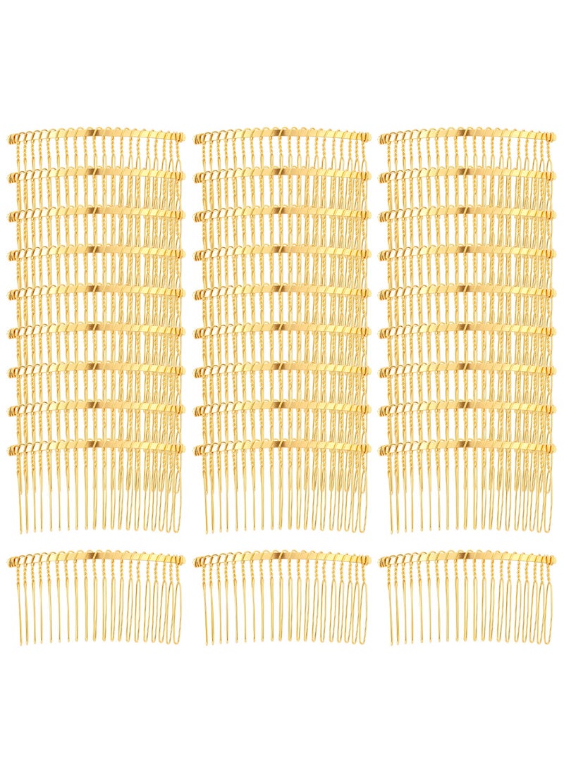 Cinaci Cinaci 30 Pack Gold Metal Hair Side Combs Slide Bun Holder with 20 Teeth DIY Headpieces Clips Grips Barrettes Accessories for Women Girls Brides Veil Gold 