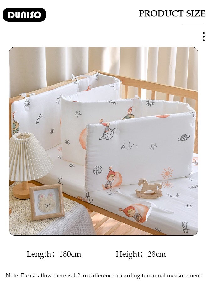 DUNISO Cot Bumper, Crib Bumper, Breathable Mesh Cot Liner, Crib Rail Cover, Baby Boys Girls Nursery Breathable Crib Bed Liner Bumper Baby Crib Rail Cover Protector Guard Padded Cot Rail Wrap for Side Front Rails - Image 2