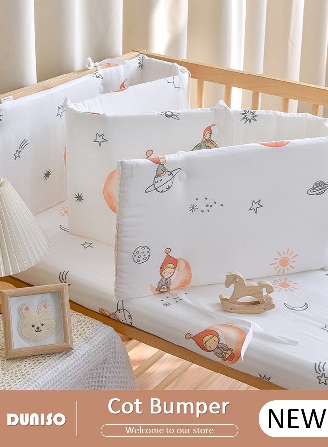 DUNISO Cot Bumper, Crib Bumper, Breathable Mesh Cot Liner, Crib Rail Cover, Baby Boys Girls Nursery Breathable Crib Bed Liner Bumper Baby Crib Rail Cover Protector Guard Padded Cot Rail Wrap for Side Front Rails - Image 1