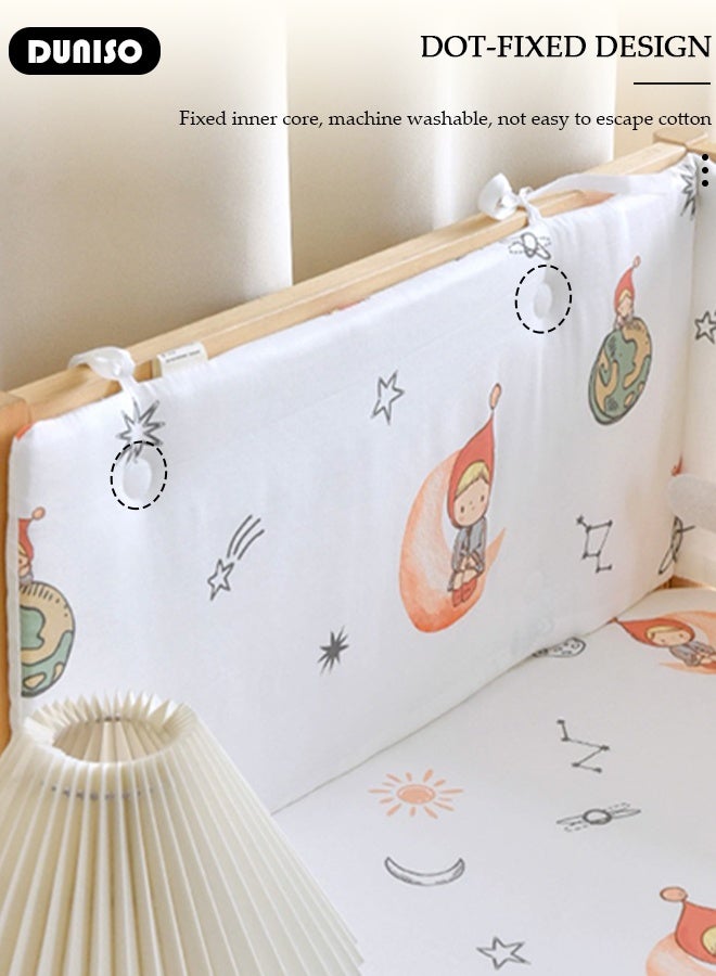 DUNISO Cot Bumper, Crib Bumper, Breathable Mesh Cot Liner, Crib Rail Cover, Baby Boys Girls Nursery Breathable Crib Bed Liner Bumper Baby Crib Rail Cover Protector Guard Padded Cot Rail Wrap for Side Front Rails - Image 5