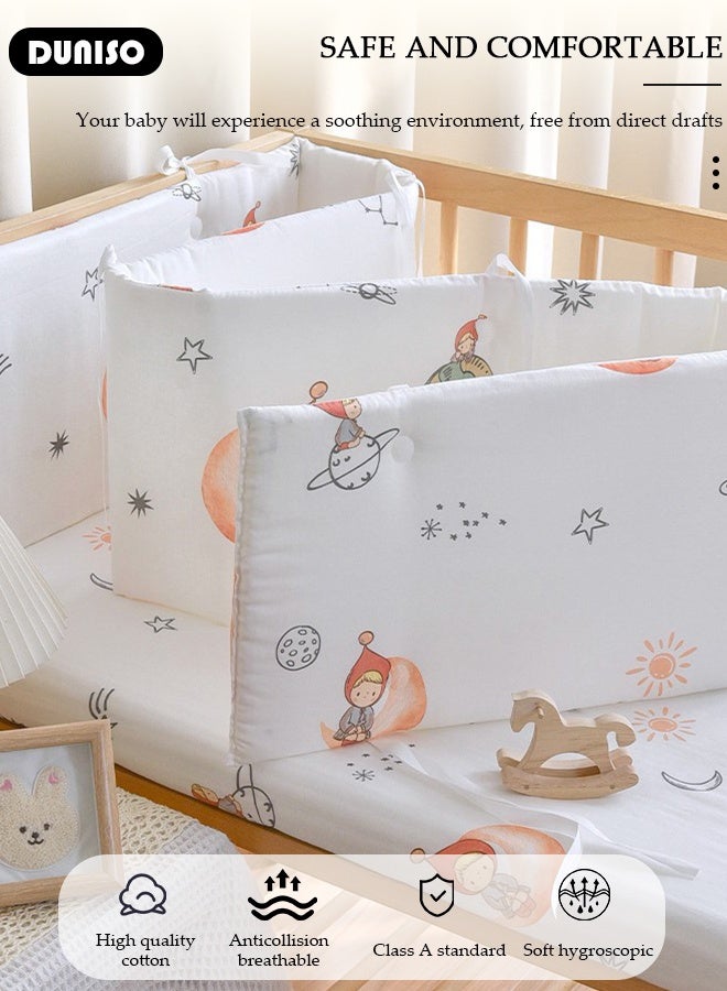DUNISO Cot Bumper, Crib Bumper, Breathable Mesh Cot Liner, Crib Rail Cover, Baby Boys Girls Nursery Breathable Crib Bed Liner Bumper Baby Crib Rail Cover Protector Guard Padded Cot Rail Wrap for Side Front Rails - Image 3