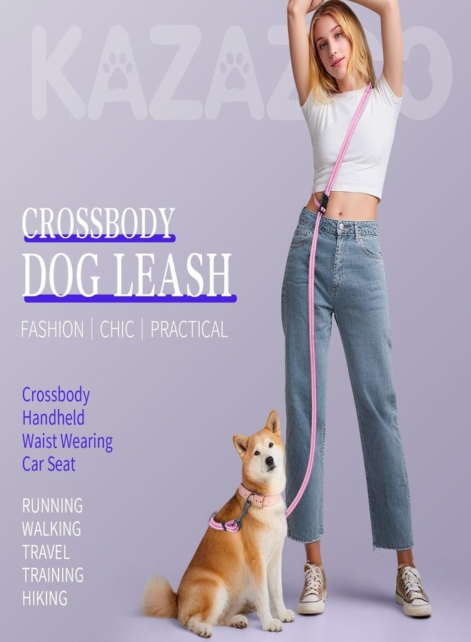 Kazazoo Hands-Free Dog Leash Adjustable Length 5-8 Ft, Waist for Dog Walking, Running for Small &Medium Dogs with Reflective Strips, Ballistic Nylon, Waist Belt, Lightweight Pink - Image 2