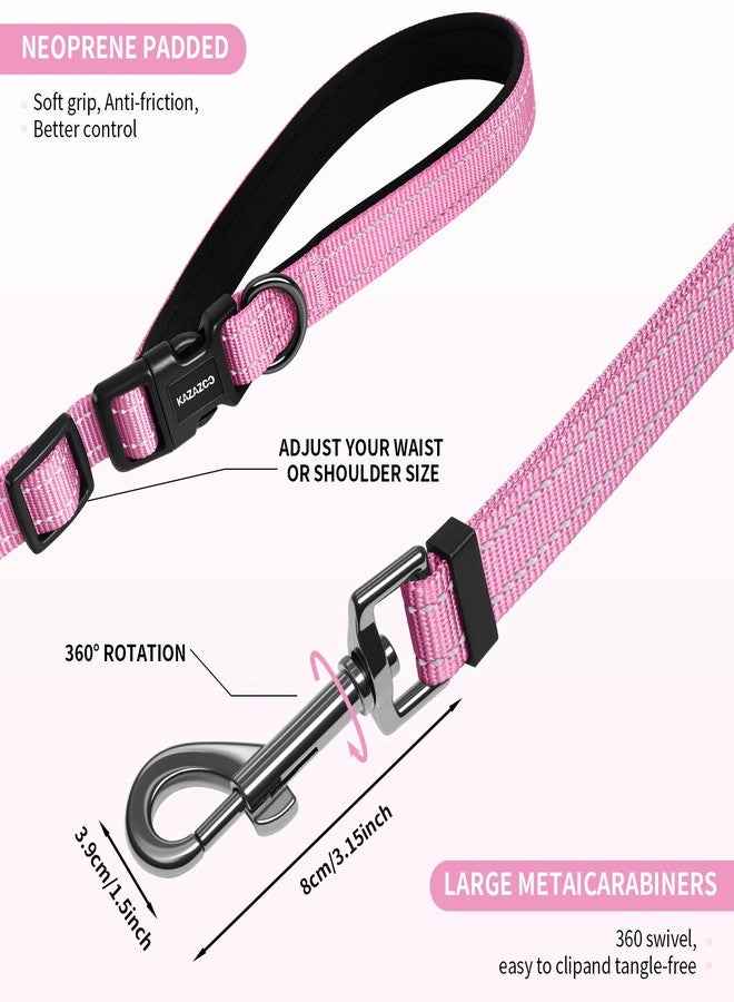 Kazazoo Hands-Free Dog Leash Adjustable Length 5-8 Ft, Waist for Dog Walking, Running for Small &Medium Dogs with Reflective Strips, Ballistic Nylon, Waist Belt, Lightweight Pink - Image 5