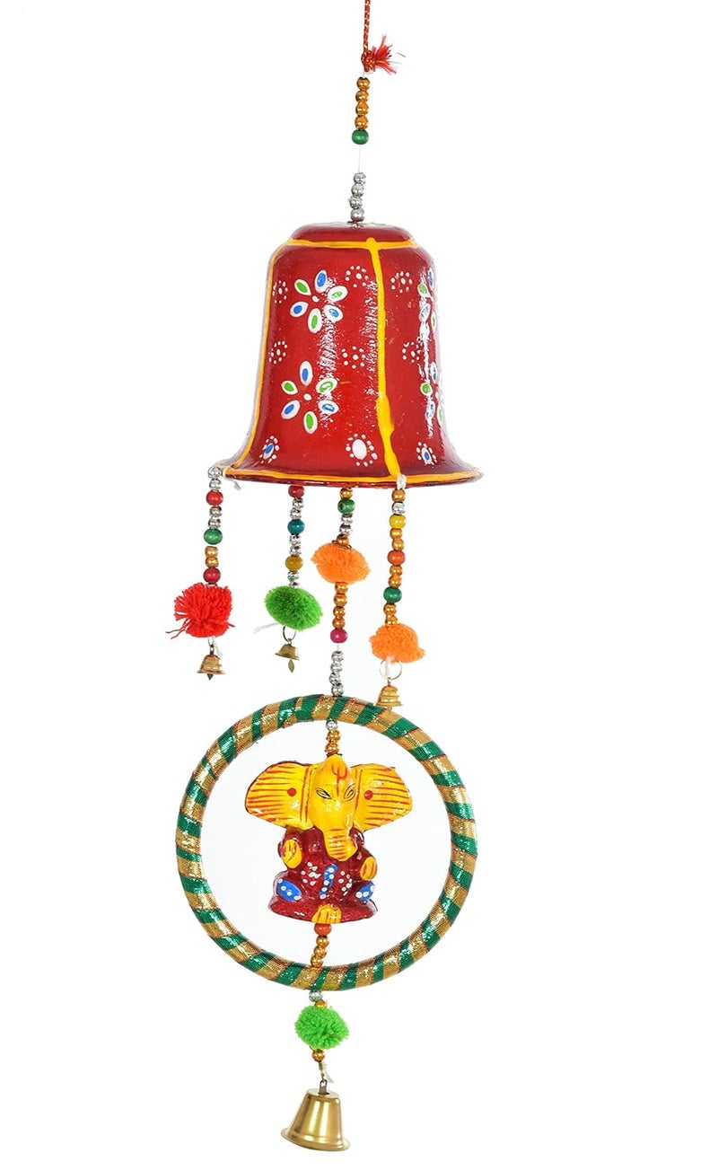 OGGN Big Bell Ganesh Decorative Wall Door Hanging Elephant Latkan Toran Jhumar for Temple Decoration Mandir Decor Traditional Rajasthani Decorative Items for Diwali Big Bell Ganesh - Image 5